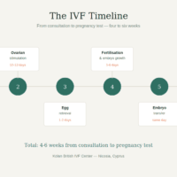 IVF treatment timeline — six stages from consultation to pregnancy test
